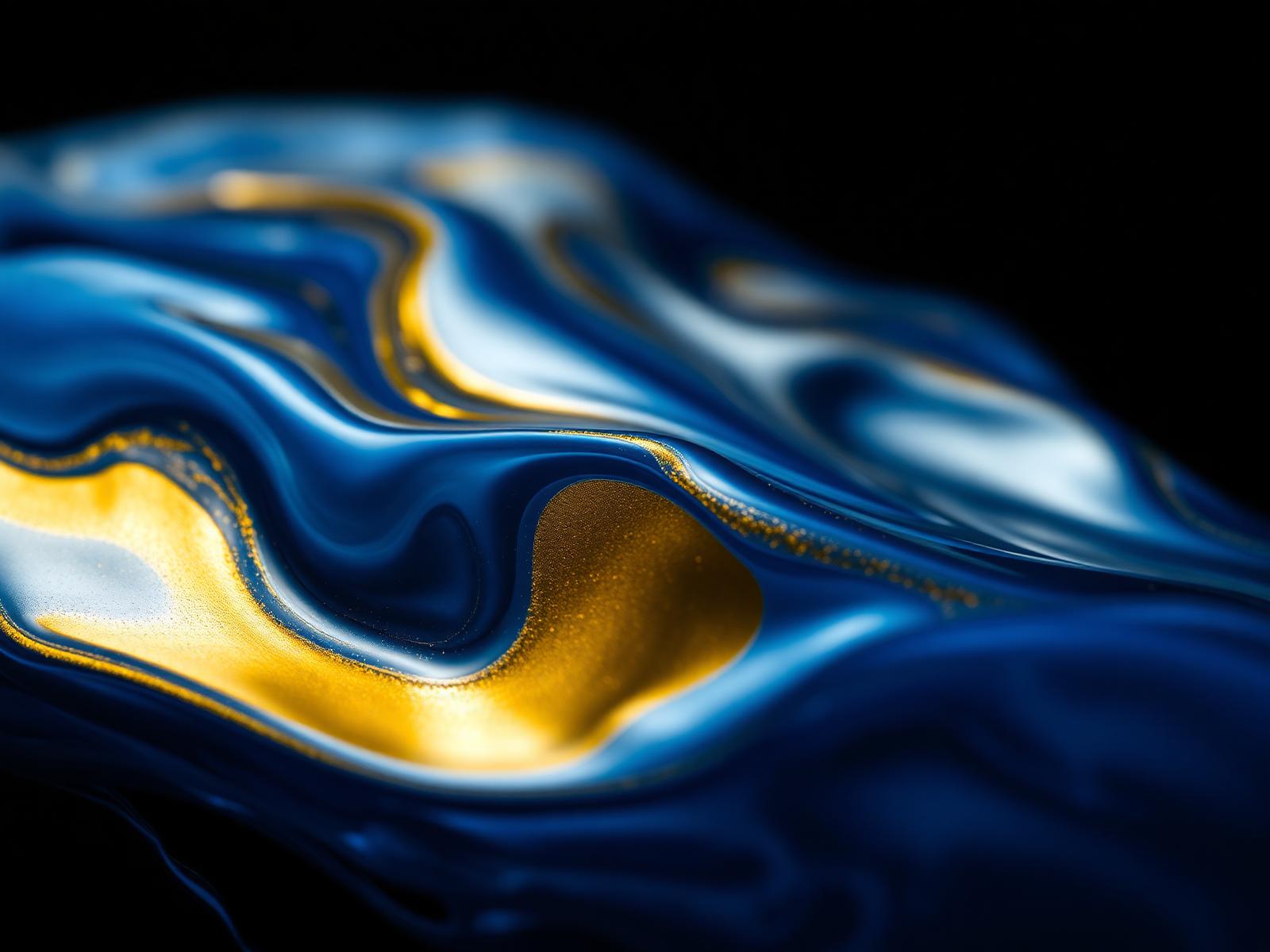 Abstract blue and gold liquid — the flow of capital